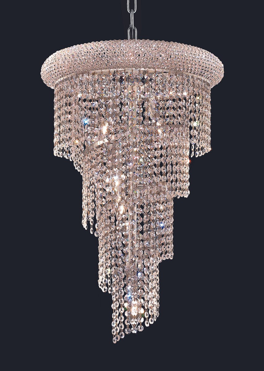 Spiral 8-Light Pendant in Chrome with Clear Royal Cut Crystal