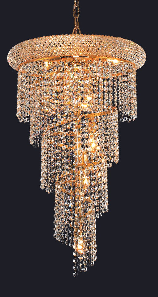 Spiral 8-Light Pendant in Gold with Clear Royal Cut Crystal