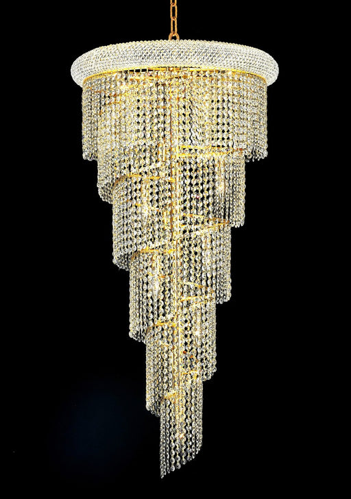 Spiral 18-Light Chandelier in Gold with Clear Royal Cut Crystal