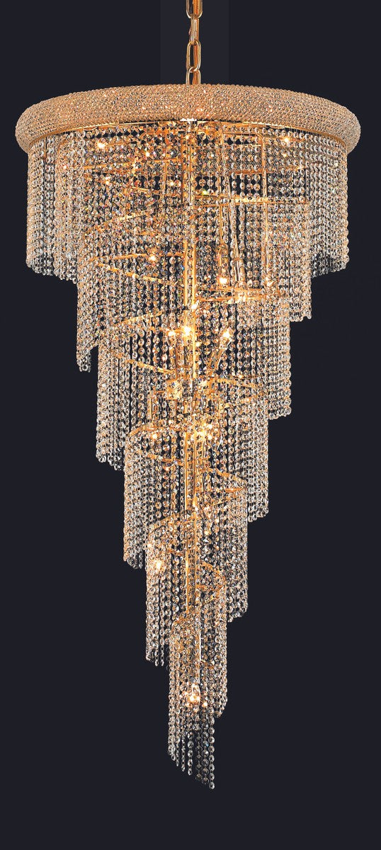 Spiral 22-Light Chandelier in Gold with Clear Royal Cut Crystal