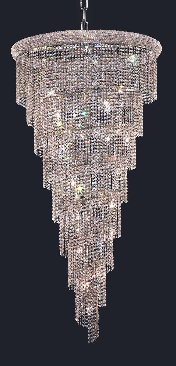 Spiral 26-Light Chandelier in Chrome with Clear Royal Cut Crystal