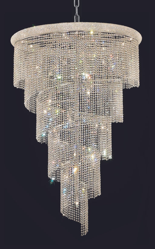 Spiral 29-Light Chandelier in Chrome with Clear Royal Cut Crystal