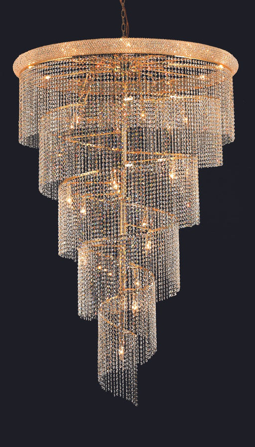 Spiral 29-Light Chandelier in Gold with Clear Royal Cut Crystal