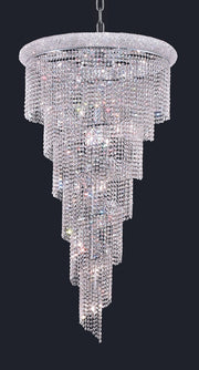 Spiral 22-Light Chandelier in Chrome with Clear Royal Cut Crystal