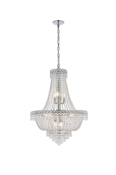 Century 12-Light Chandelier in Chrome with Clear Royal Cut Crystal