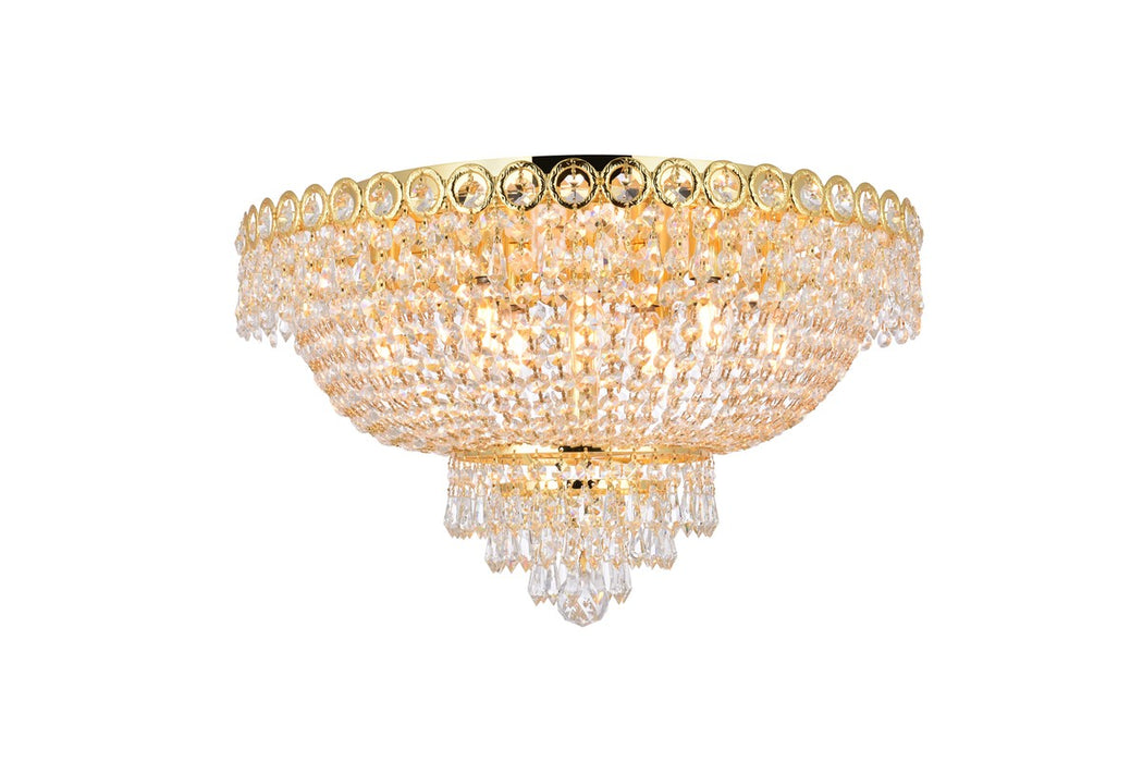 Century 9-Light Flush Mount in Gold with Clear Royal Cut Crystal