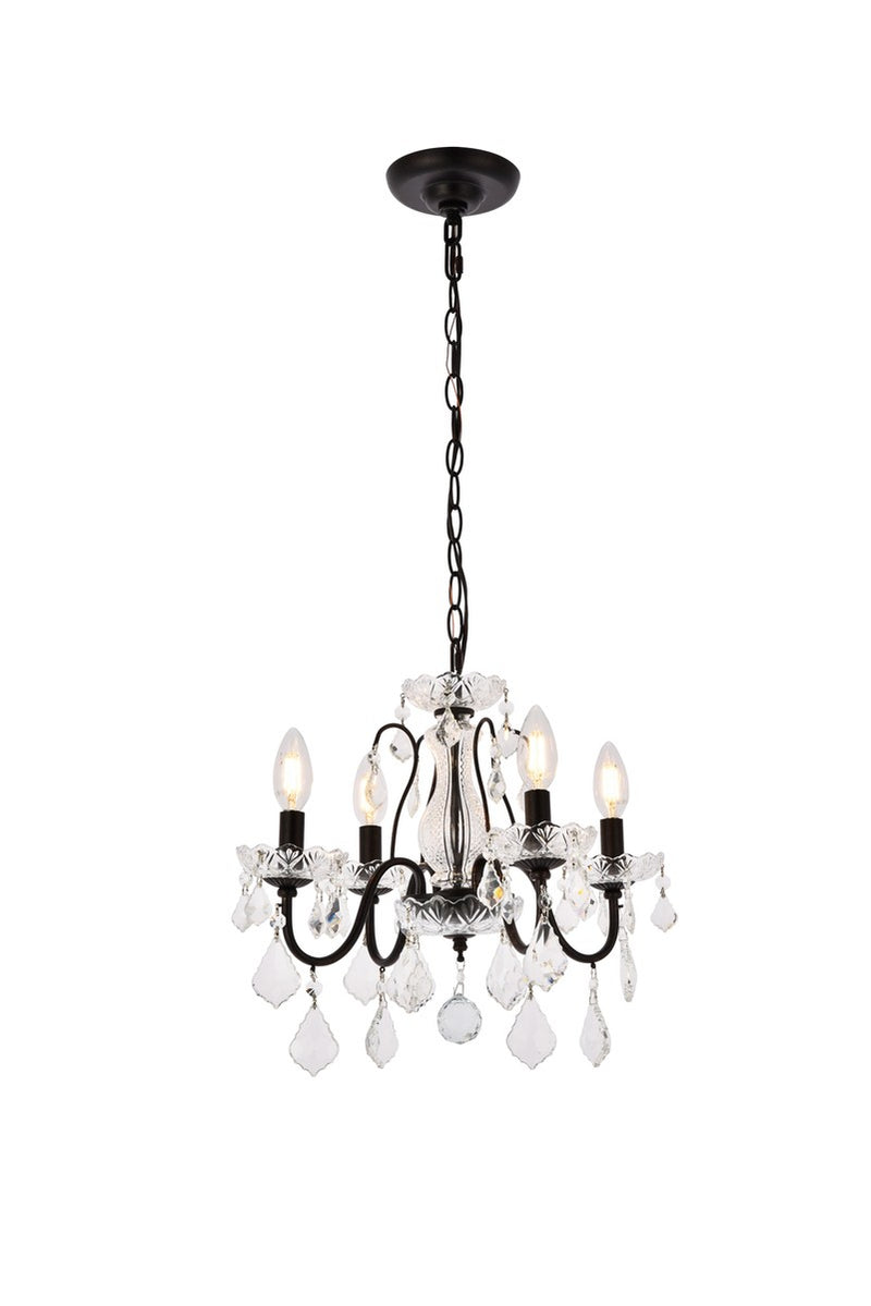 St. Francis 4-Light Pendant in Dark Bronze with Clear Royal Cut Crystal