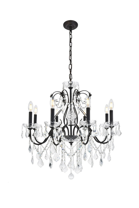 St. Francis 8-Light Chandelier in Dark Bronze with Clear Royal Cut Crystal