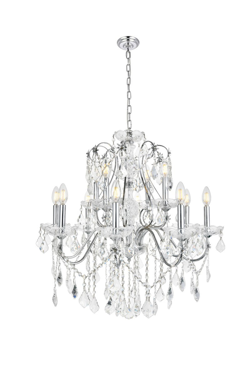 St. Francis 12-Light Chandelier in Chrome with Clear Royal Cut Crystal
