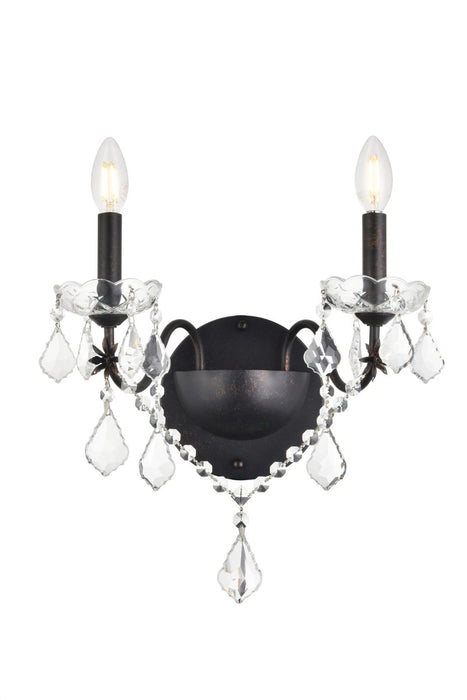 St. Francis 2-Light Wall Sconce in Dark Bronze with Clear Royal Cut Crystal