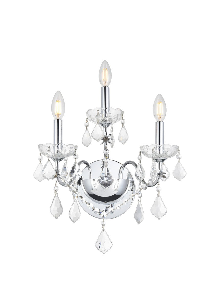 St. Francis 3-Light Wall Sconce in Chrome with Clear Royal Cut Crystal