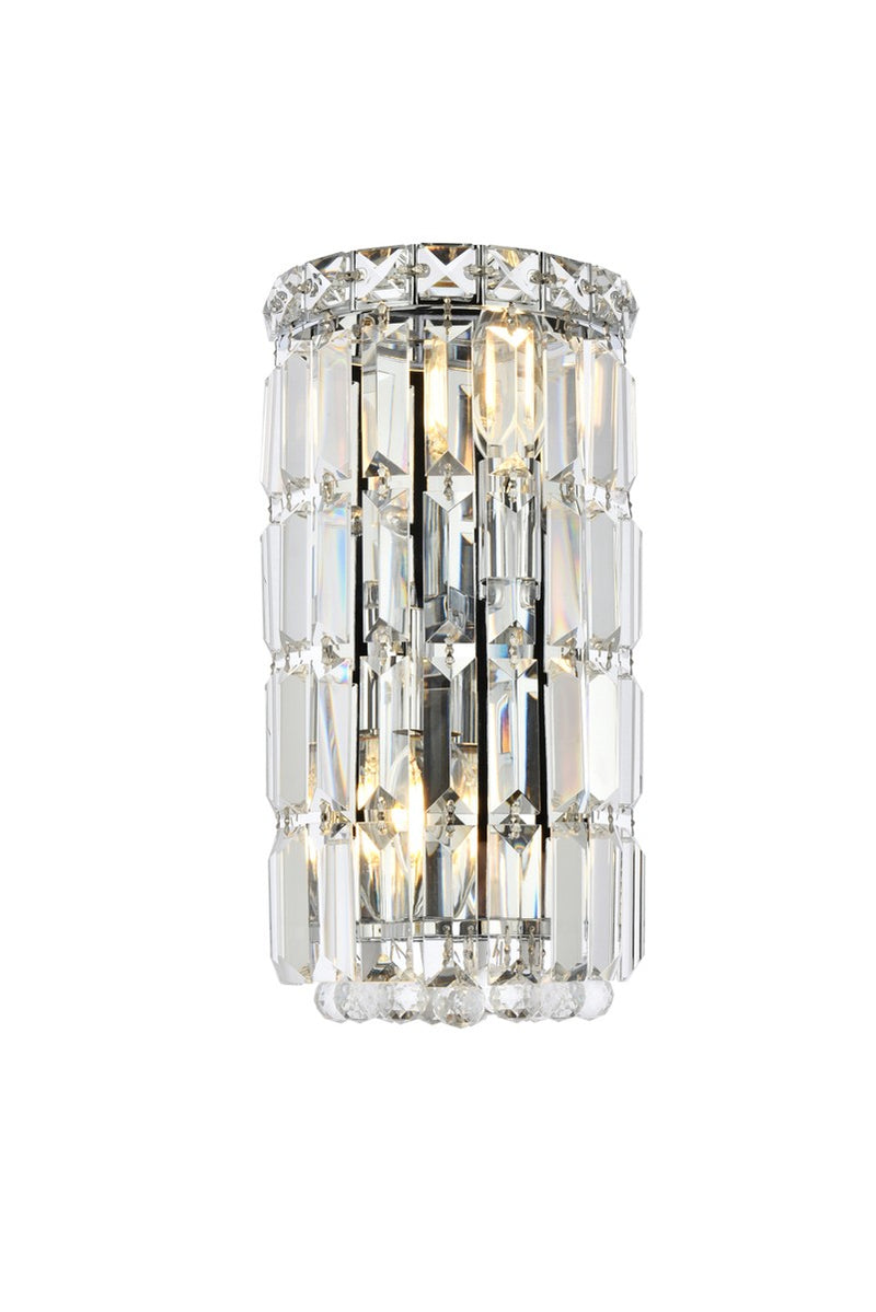 Maxime 2-Light Wall Sconce in Chrome with Clear Royal Cut Crystal