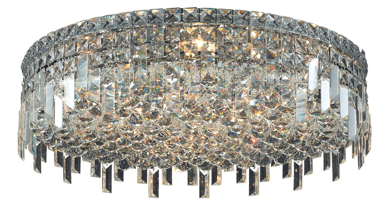 Maxime 9-Light Flush Mount in Chrome with Clear Royal Cut Crystal