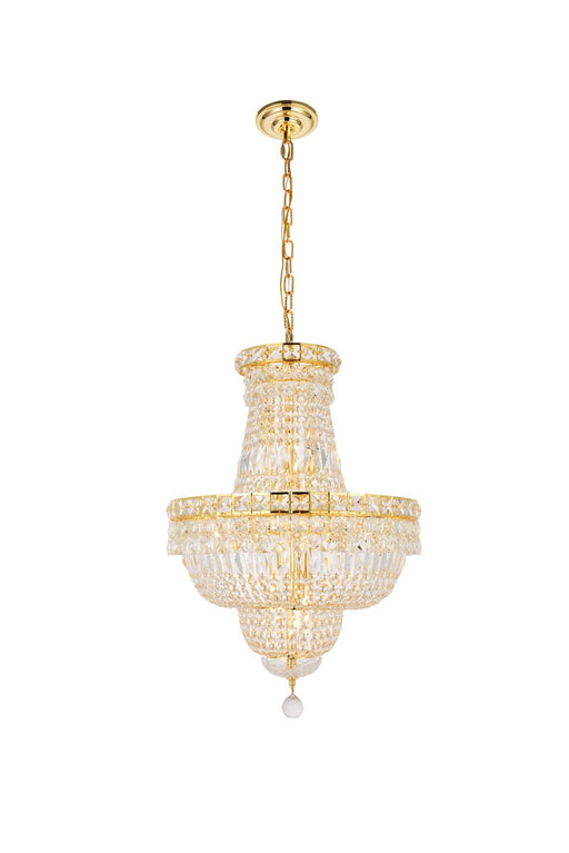 Tranquil 12-Light Pendant in Gold with Clear Royal Cut Crystal