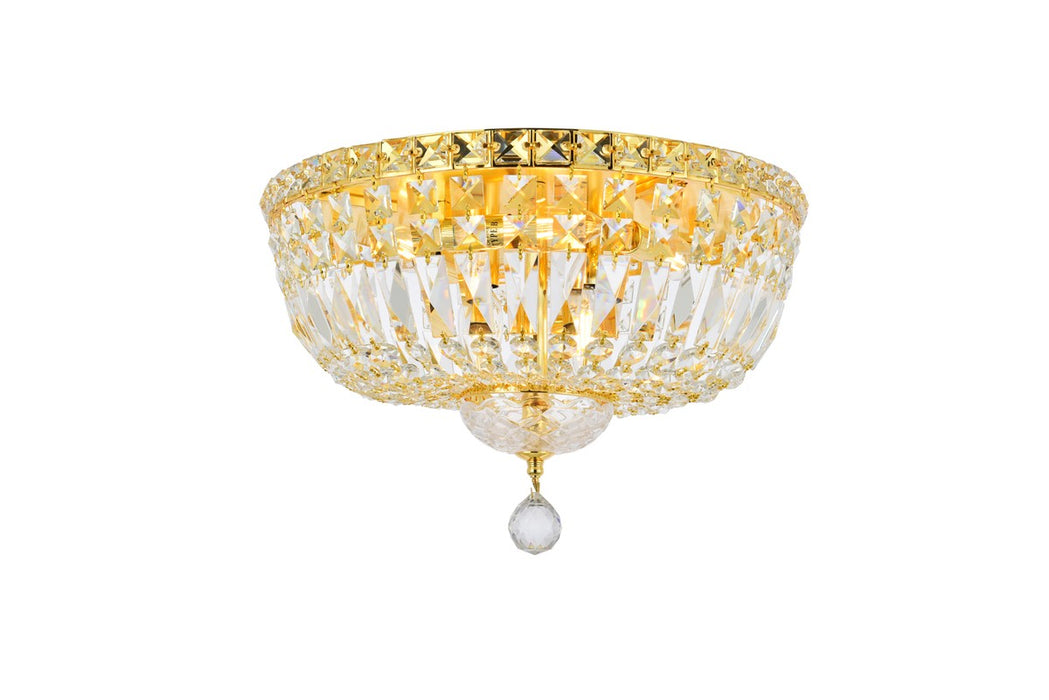 Tranquil 6-Light Flush Mount in Gold with Clear Royal Cut Crystal