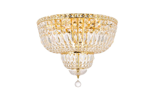 Tranquil 10-Light Flush Mount in Gold with Clear Royal Cut Crystal