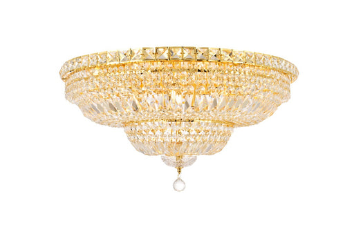 Tranquil 18-Light Flush Mount in Gold with Clear Royal Cut Crystal