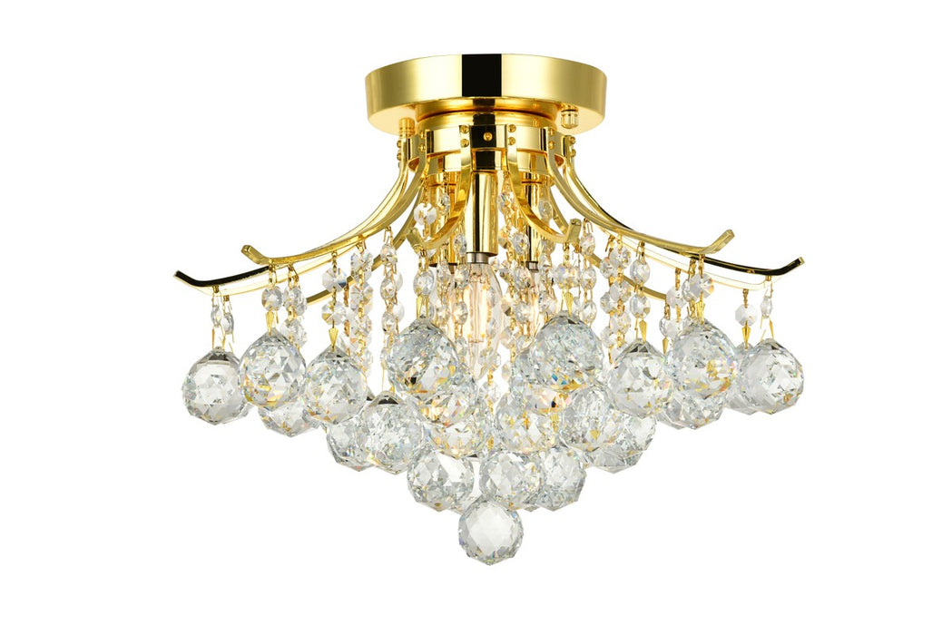 Toureg 3-Light Flush Mount in Gold with Clear Royal Cut Crystal