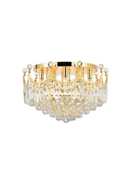 Corona 9-Light Flush Mount in Gold with Clear Royal Cut Crystal