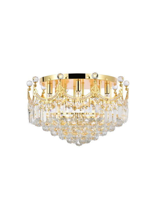 Corona 9-Light Flush Mount in Gold with Clear Royal Cut Crystal