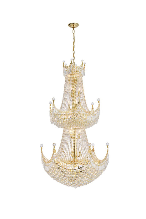 Corona 36-Light Chandelier in Gold with Clear Royal Cut Crystal