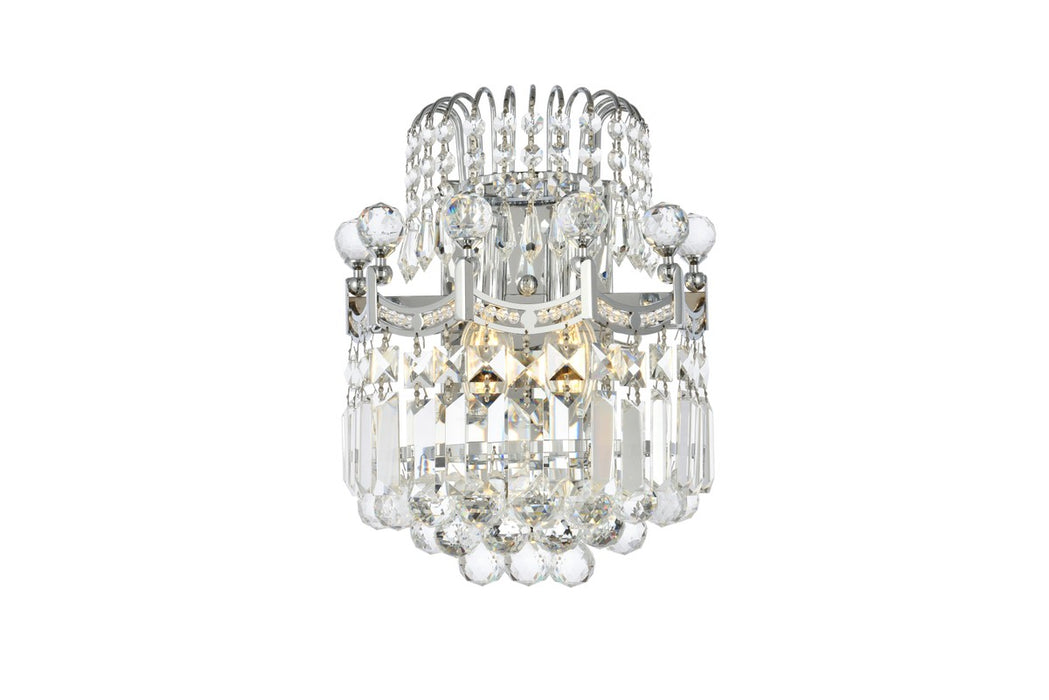 Corona 2-Light Wall Sconce in Chrome with Clear Royal Cut Crystal