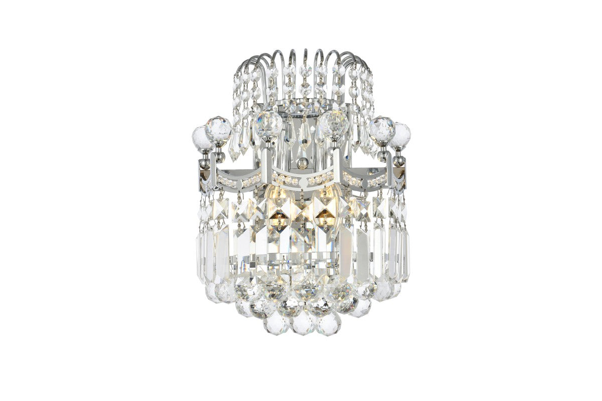Corona 2-Light Wall Sconce in Chrome with Clear Royal Cut Crystal