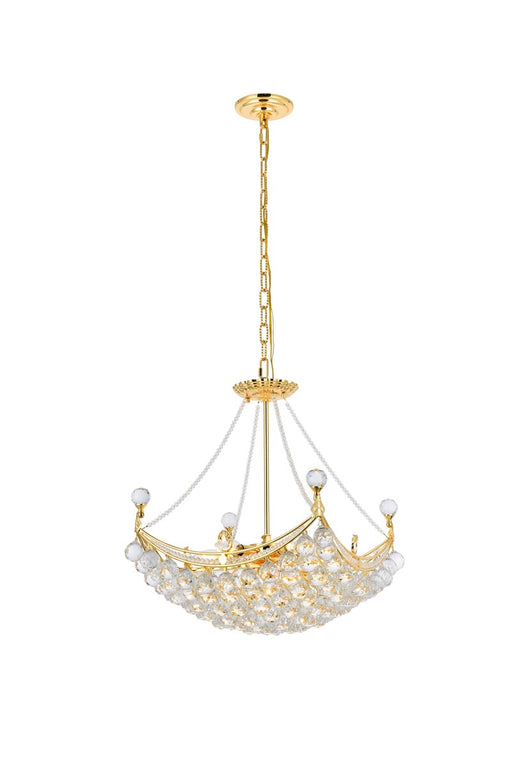 Corona 8-Light Chandelier in Gold with Clear Royal Cut Crystal