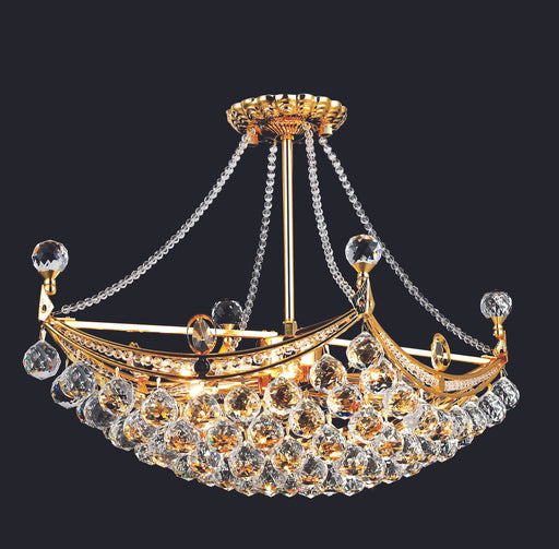 Corona 6-Light Chandelier in Gold with Clear Royal Cut Crystal