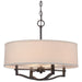 3-Light Drum Pendant in Vintage Bronze with Off-White Linen Fabric Shade - Lamps Expo
