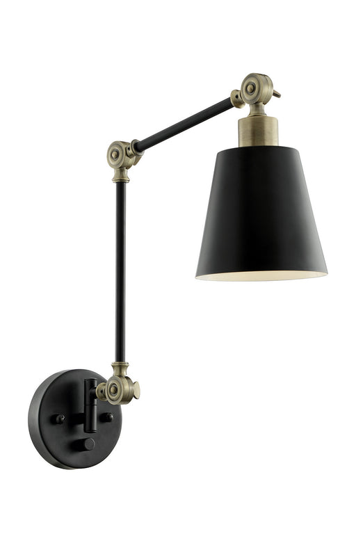 Norco Metal Wall Sconce in Black in Antique Brass