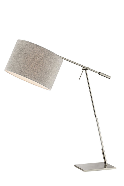 Lucilla Table Lamp in Brushed Nickel-Light Grey Flannel Shade, E27 Type A 60W
