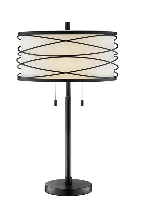 Lumiere Table Lamp in Outer Metal Inner Fabric Shade, E27 A 60Wx2