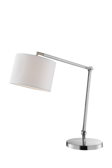 Lark Table Lamp in Brushed Nickel with White Fabric Shade, E27 A 60W