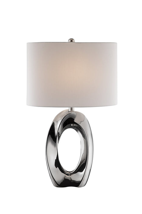 Clover Table Lamp in Ceramic Body with White Fabric Shade, E27 Type A 150W