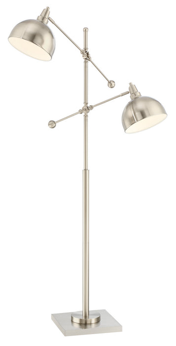 Cupola 2-Light Metal Floor Lamp in Brushed Nickel, E27 Type A 100Wx2
