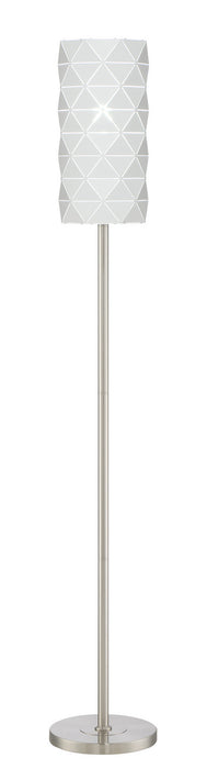 Pandora Floor Lamp in Brushed Nickel with White Metal Cut Shade, E27 Type A 100W
