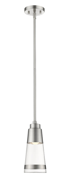Ethos 1 Light Mini Pendant in Brushed Nickel with Clear Glass