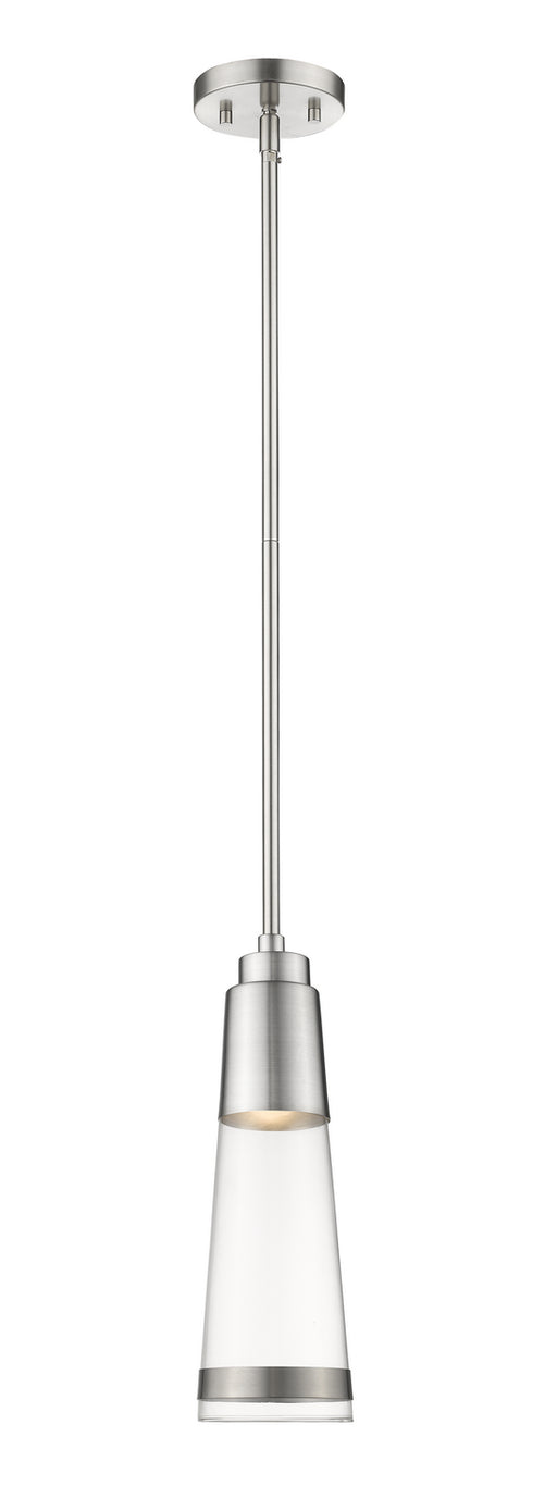Ethos 1 Light Pendant in Brushed Nickel with Clear Glass
