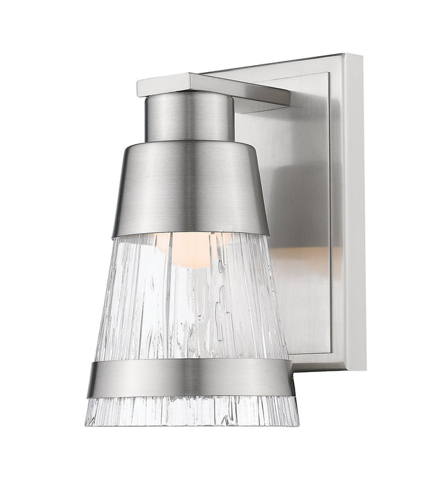 Ethos 1 Light Wall Sconce in Brushed Nickel with Chisel Glass