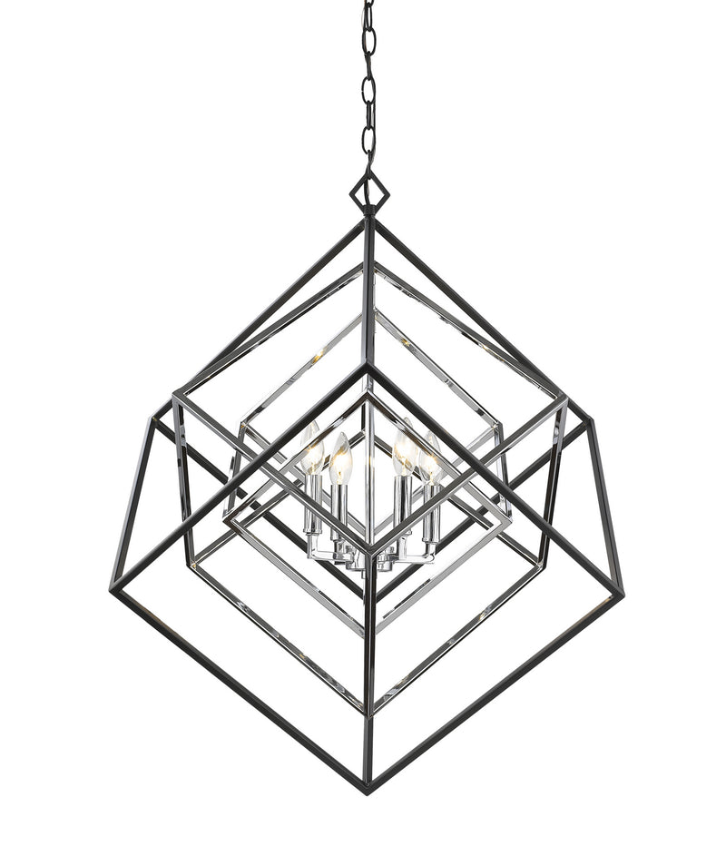 Euclid 4-Light Chandelier in Chrome & Matte Black - Lamps Expo