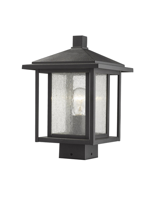 Aspen 1 Light Outdoor Post Mount Fixture in Black (Sqr. Base - not incl.)