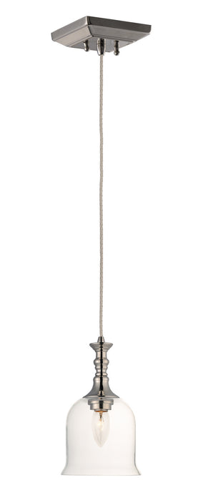 Centennial 1-Light Pendant in Polished Nickel with Clear Glass