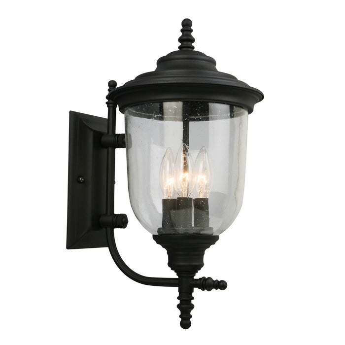 Pinedale 3x60W Outdoor Wall Light With Matte Black Finish and Clear Seeded Glass
