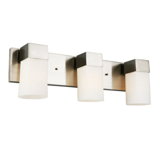 Ciara Springs 3x60W Bath Vanity Light With Brushed Nickel Finish & Frosted Glass