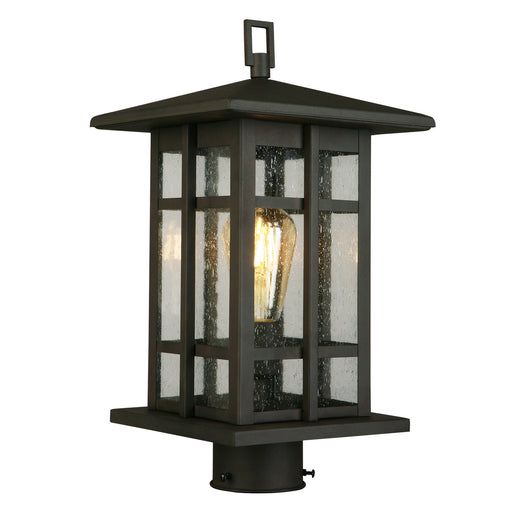 Arlington Creek 1x60W Outdoor Post Light With Matte Bronze Finish & Clear Seeded Glass