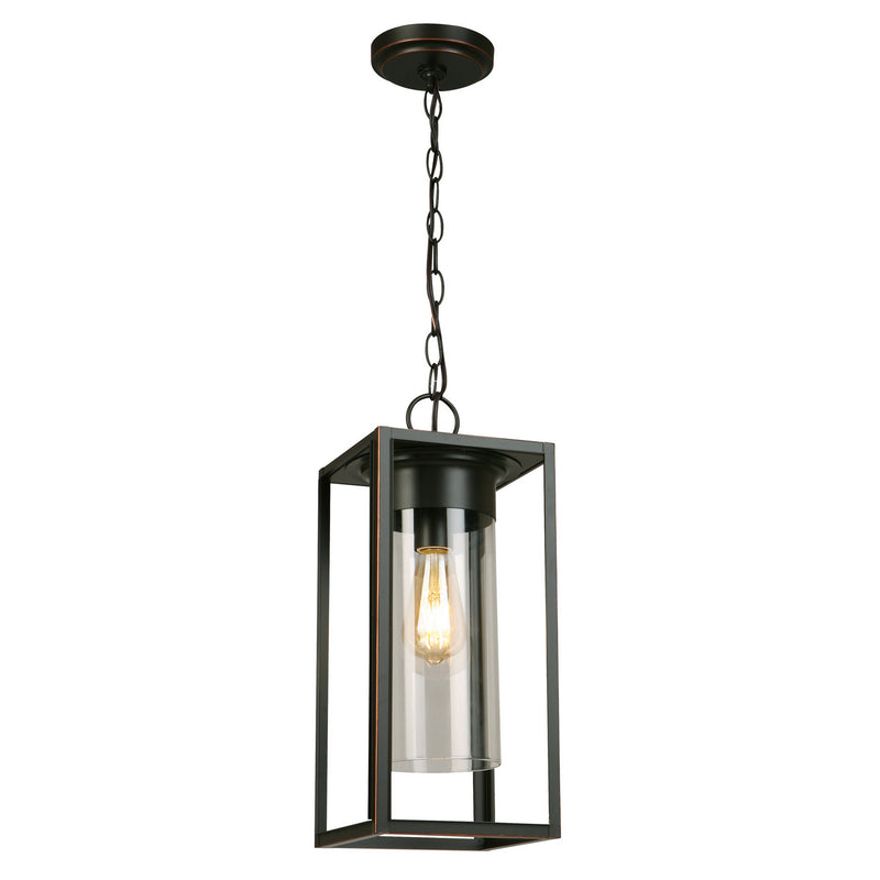 Walker Hill 1x60W Outdoor Pendant With Oil Rubbed Bronze Finish & Clear Glass