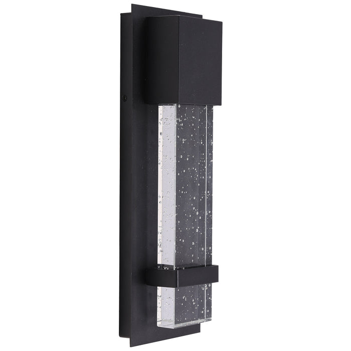 Venecia 1x11W LED Outdoor Wall Light With Matte Black Finish & Clear Seeded Glass