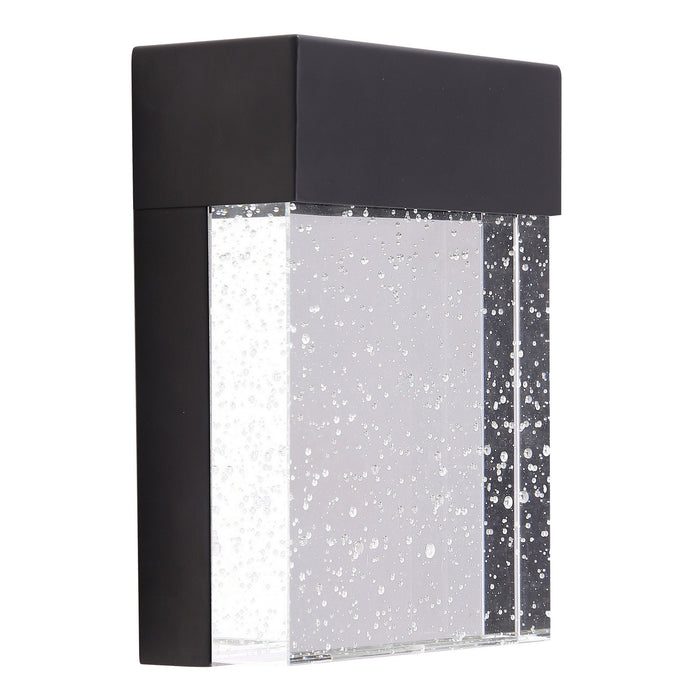 Venecia 1x10W LED Outdoor Wall Light With Matte Black Finish & Clear Seeded Glass