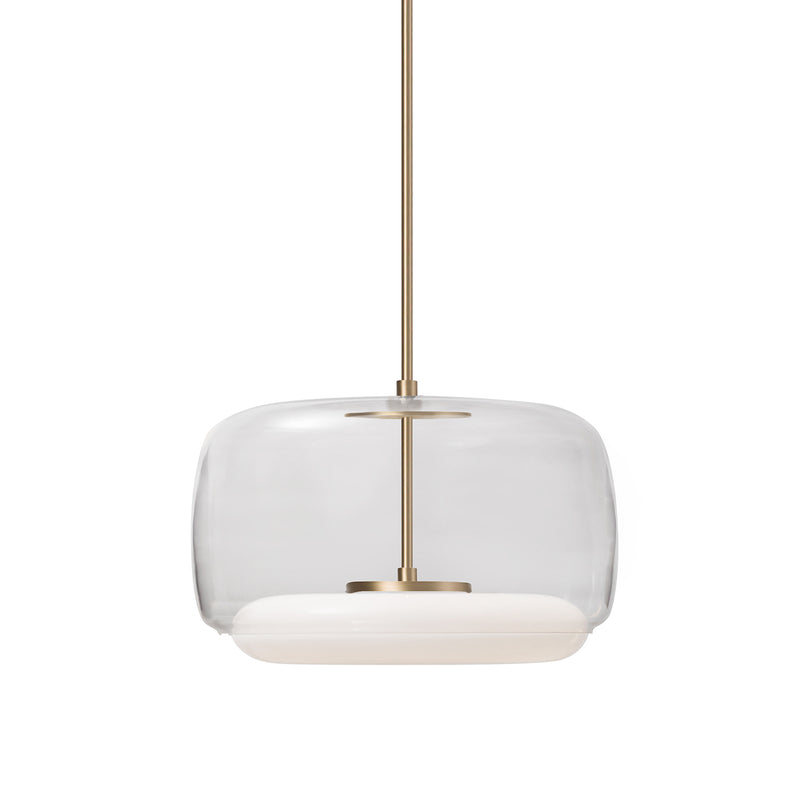 Enkel Down Pendant in Clear/ Brass